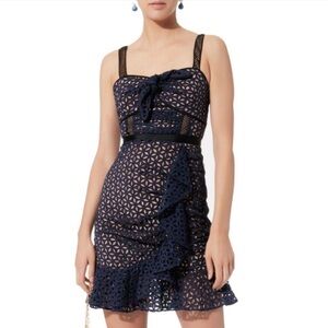 Self-Portrait Size 4 Dress Navy Petal Broderie Anglaise
